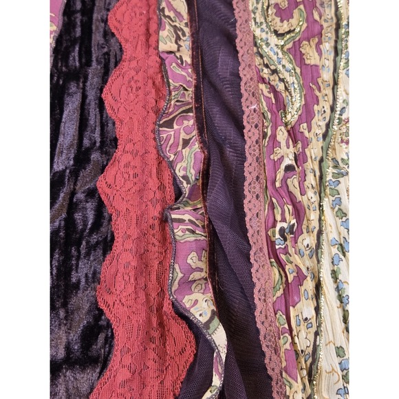 VTG‎ Y2K Bandolino Dress Women's 12 Brown Velvet Paisley Beaded Gypsy Whimsigoth - Picture 6 of 13